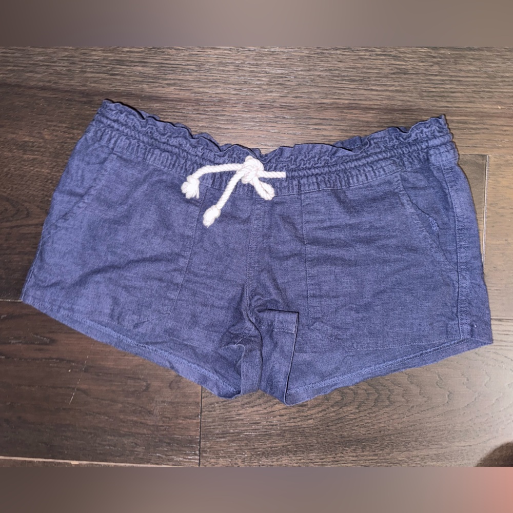 Roxy Navy Blue Drawstring Women's Linnen Shorts